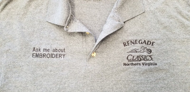 letter embroidery and logo embroidery on polo shirt